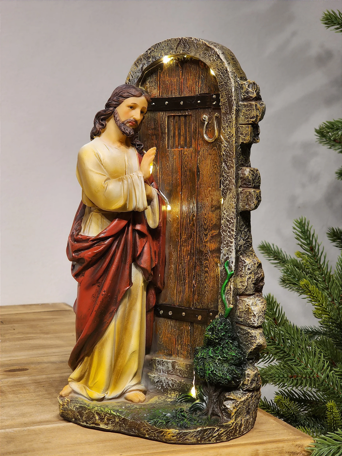 Jesus batendo em porta 30cm com Led