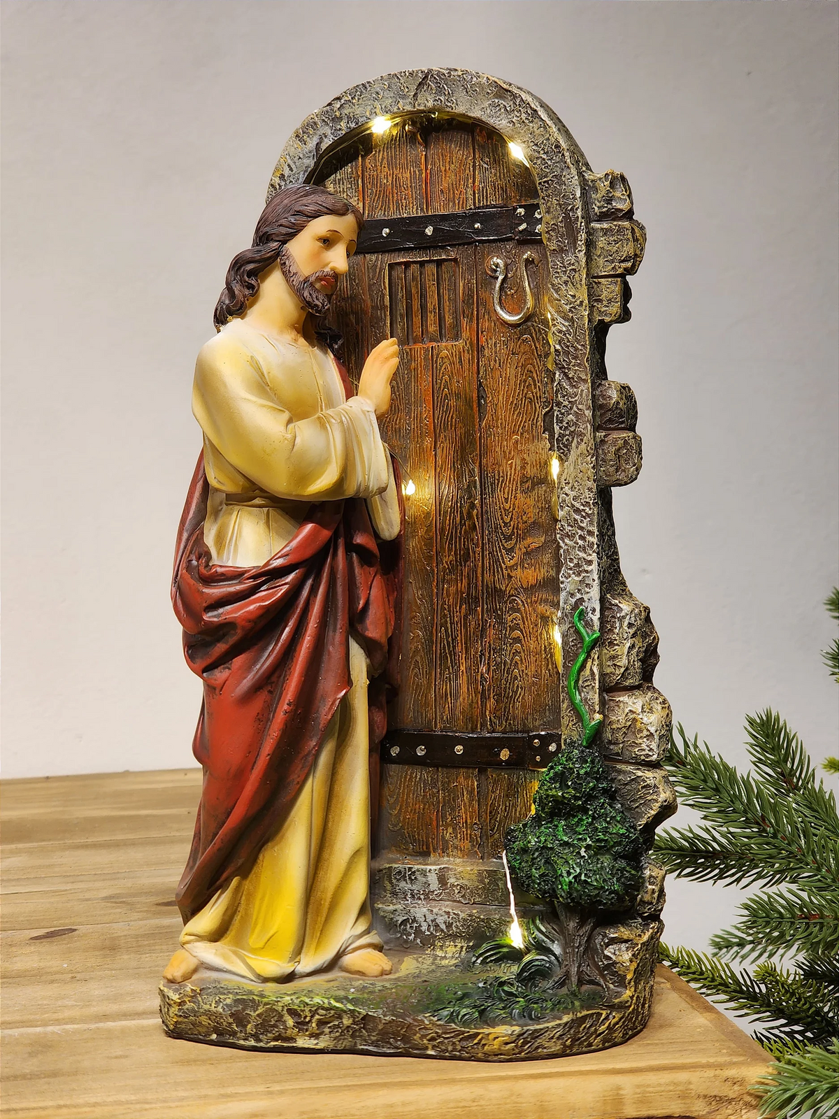 Jesus batendo em porta 30cm com Led