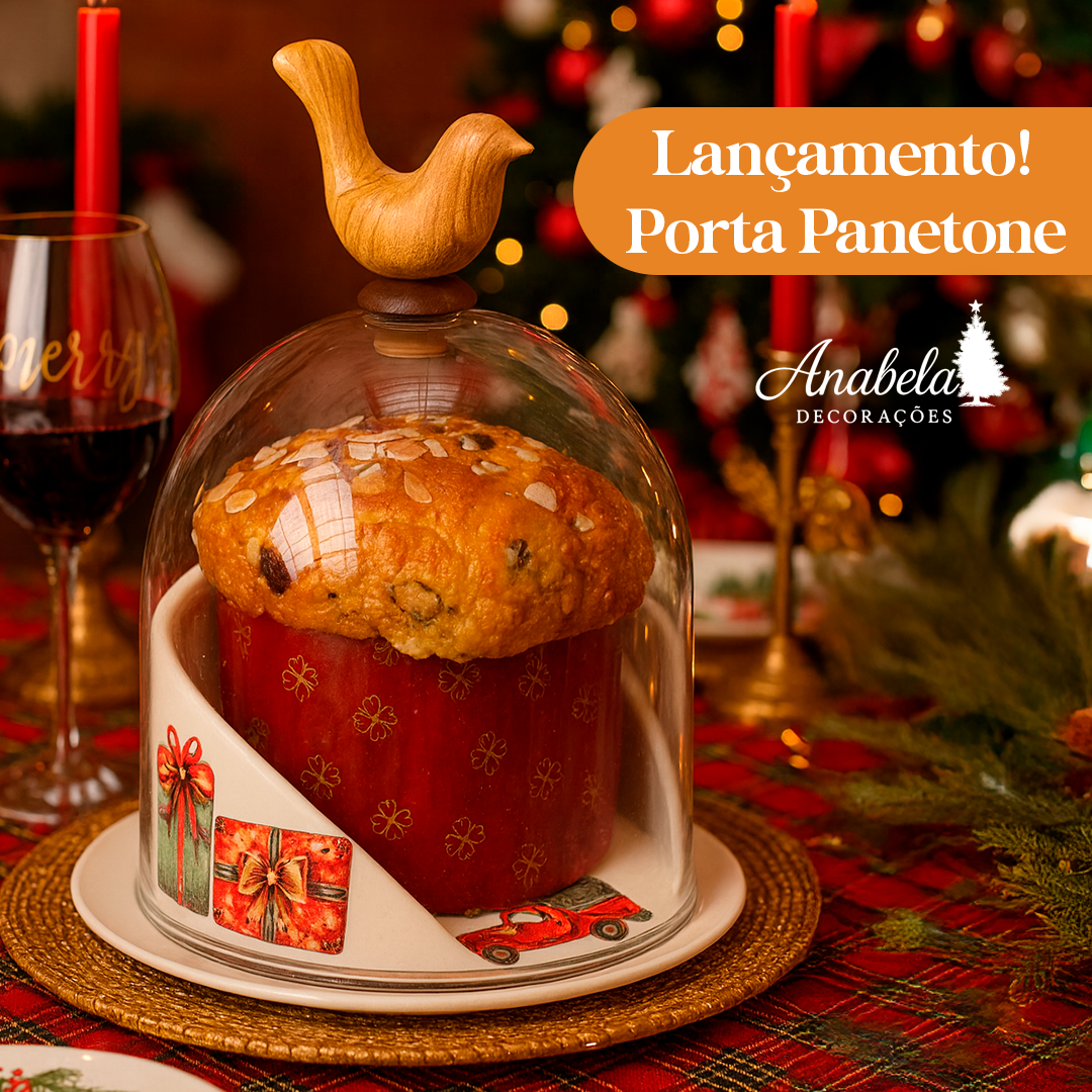 Porta Panetone Natalino com Cúpula de Vidro – Edição Premium
