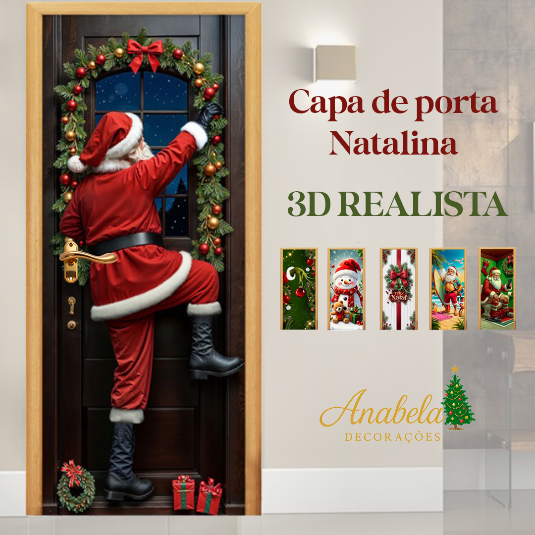 Capa de Porta Natalina Realista – Efeito 3D Sublimado