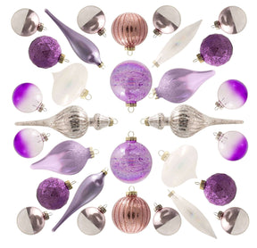 Conjunto de enfeites de vidro Sweet com 30 peças (rosa - roxo) edição limitada