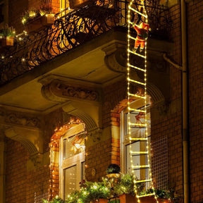 Papai Noel Subindo a Escada com Luzes LED – Decoração Natalina Encantada