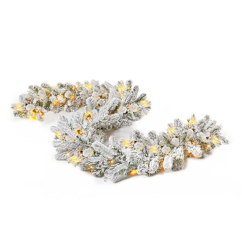 Guirlanda King Flock® de 9' x 12" com luzes LED (operada por bateria)