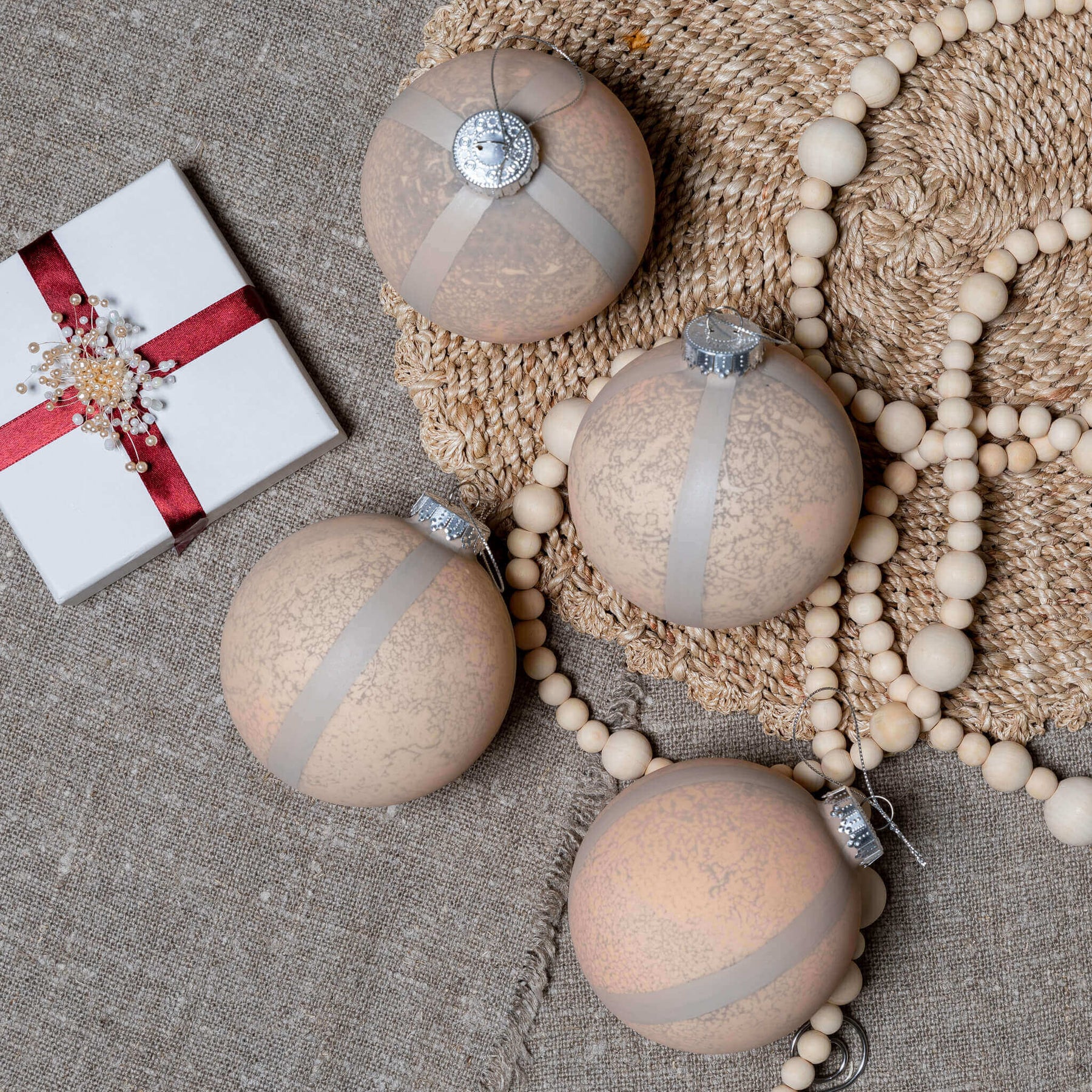 Enfeite de vidro listrado rústico (pacote com 4)