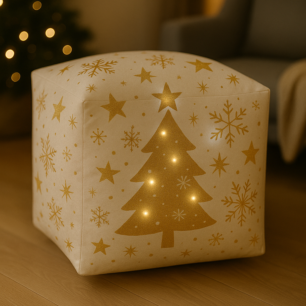 Puff Natalino com Led 45x45 - Compre 1, leve 2