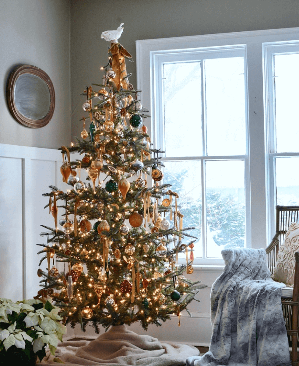 Conjunto de enfeites de vidro natural com 30 peças (laranja queimado, verde) edição limitada