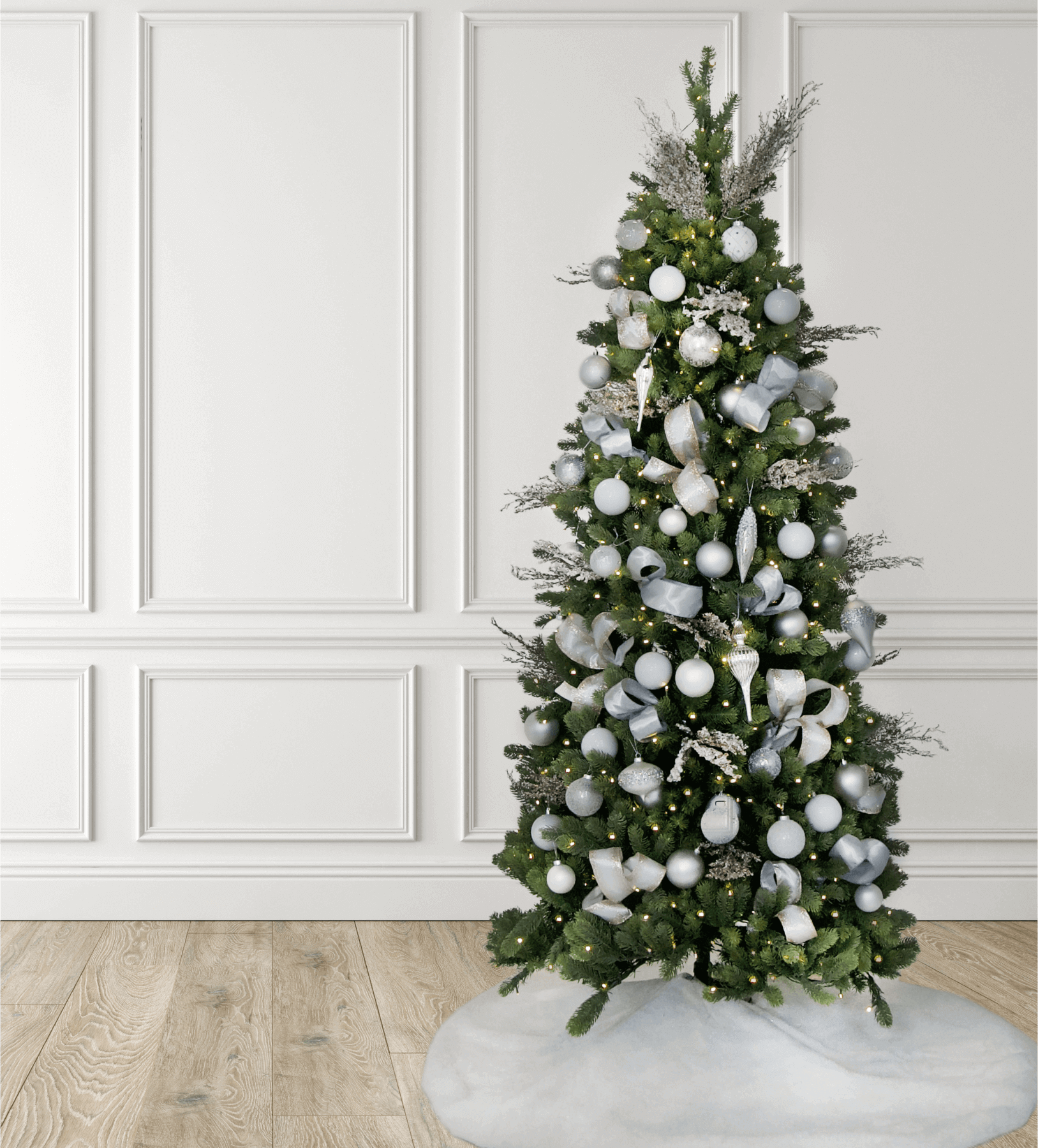 Conjunto de enfeites de vidro Winter Frost com 15 peças (branco e prata)