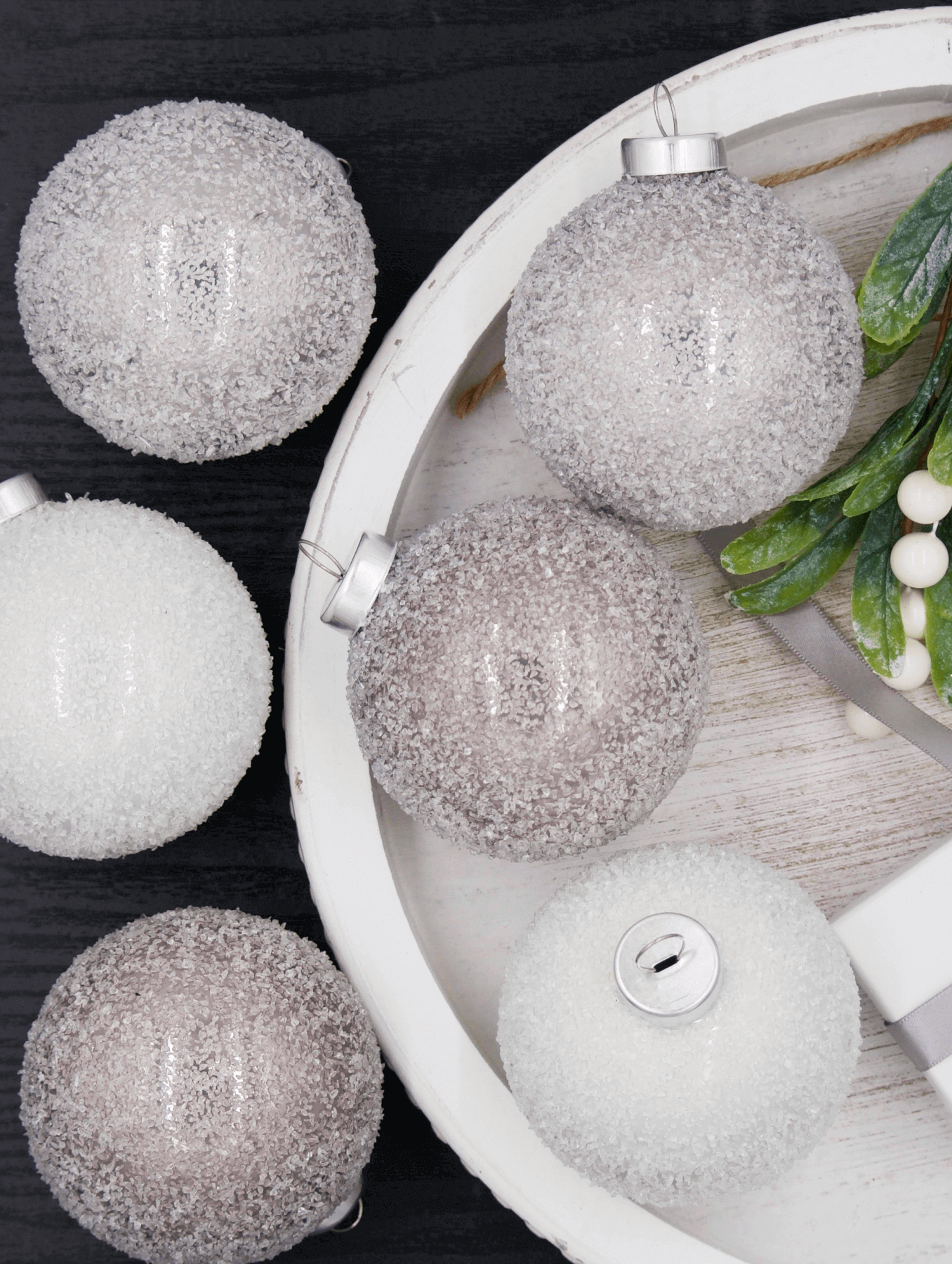 Conjunto de enfeites prateados foscos (pacote com 6)