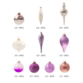 Conjunto de enfeites de vidro Sweet com 30 peças (rosa - roxo) edição limitada