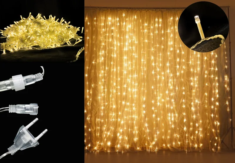 Pisca Cortina 400 leds Estrobo Warm 3x3m 220v