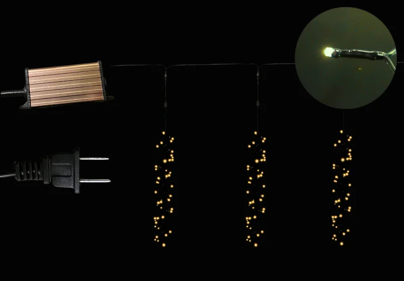 Pisca Cortina 576 LEDs 5m com 6 caídas warm bivolt