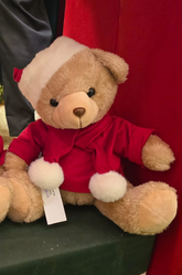 Urso com cachecol vermelho e branco 25cm