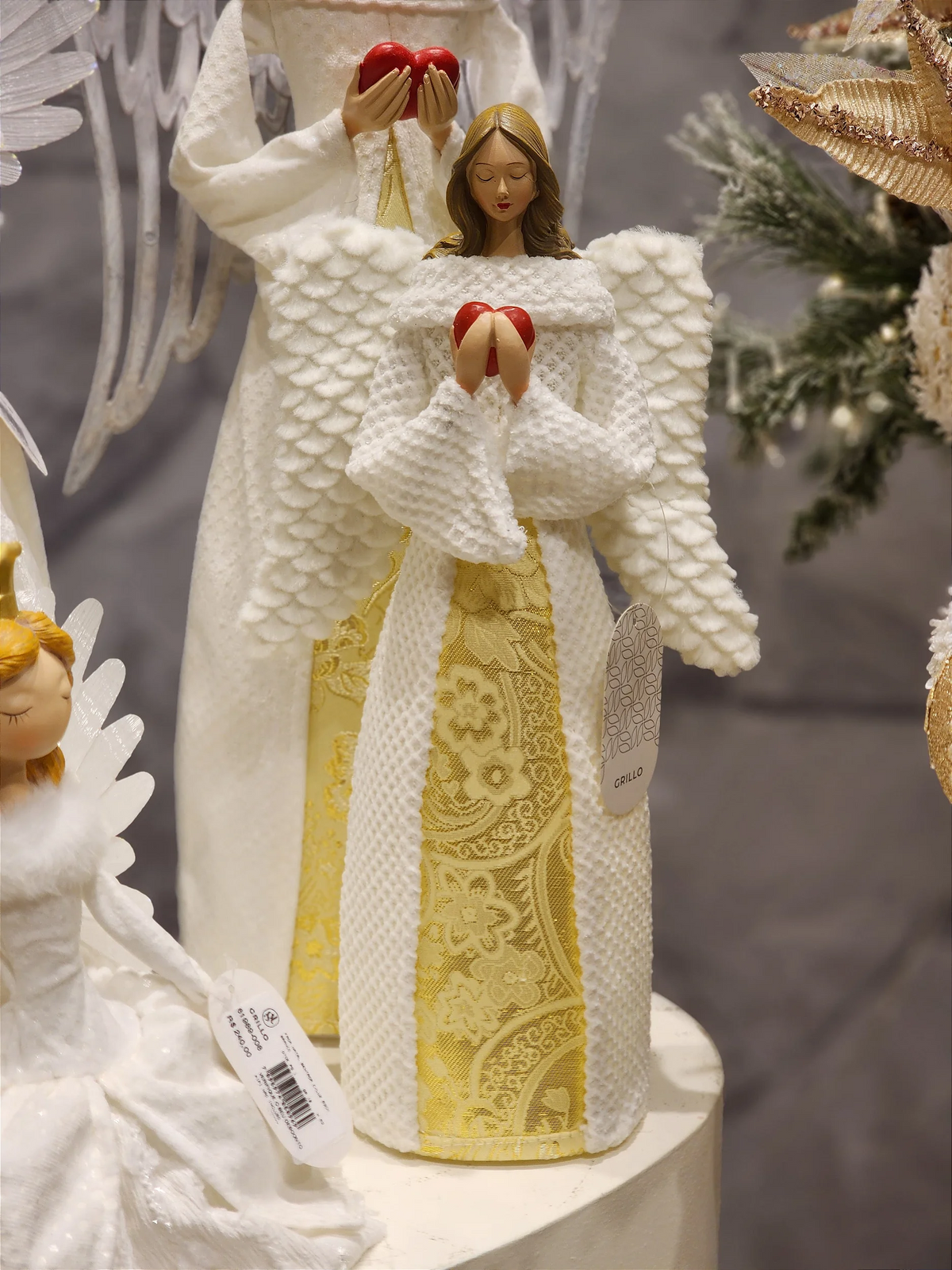 Anjo em resina com Luz 39cm