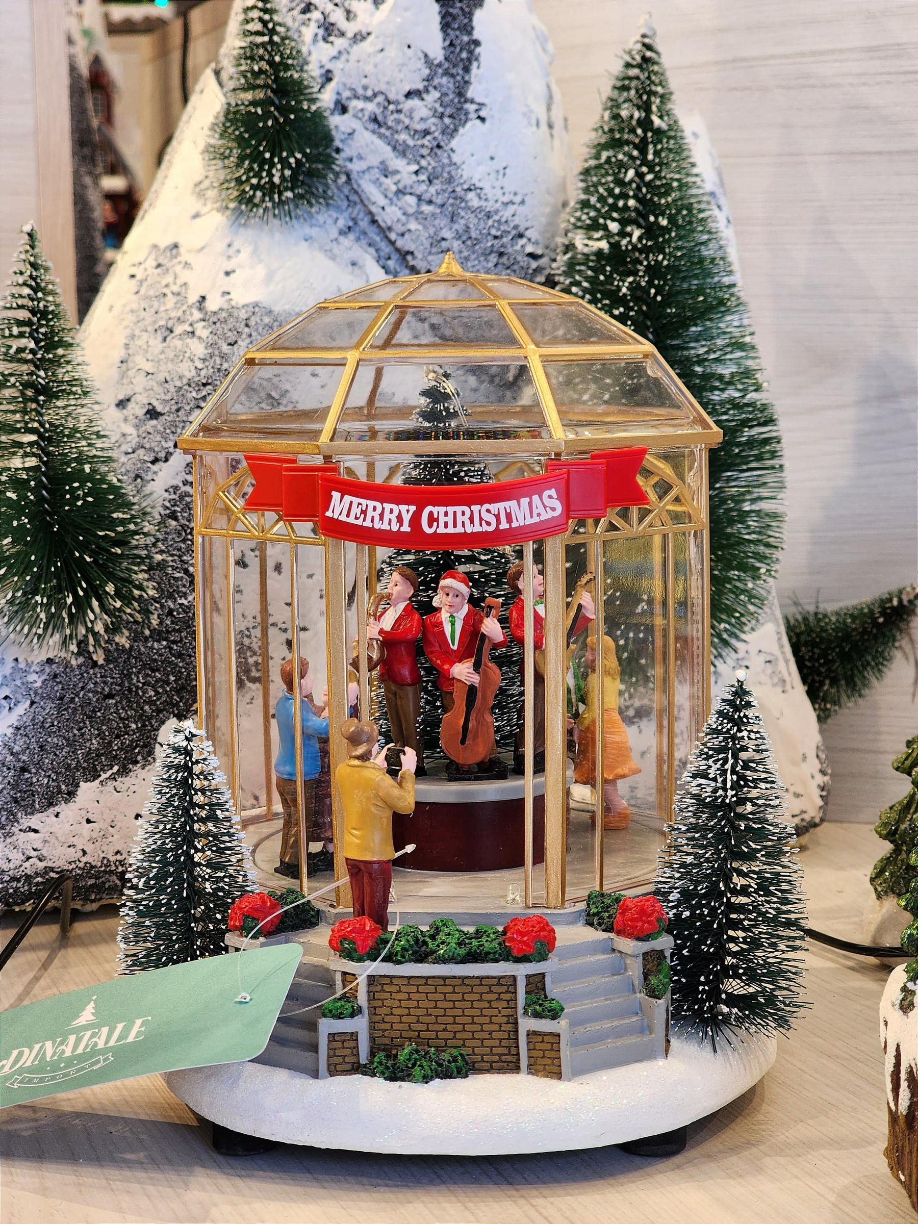 Cenário Vila Natalina Gazebo com Coral 20cm