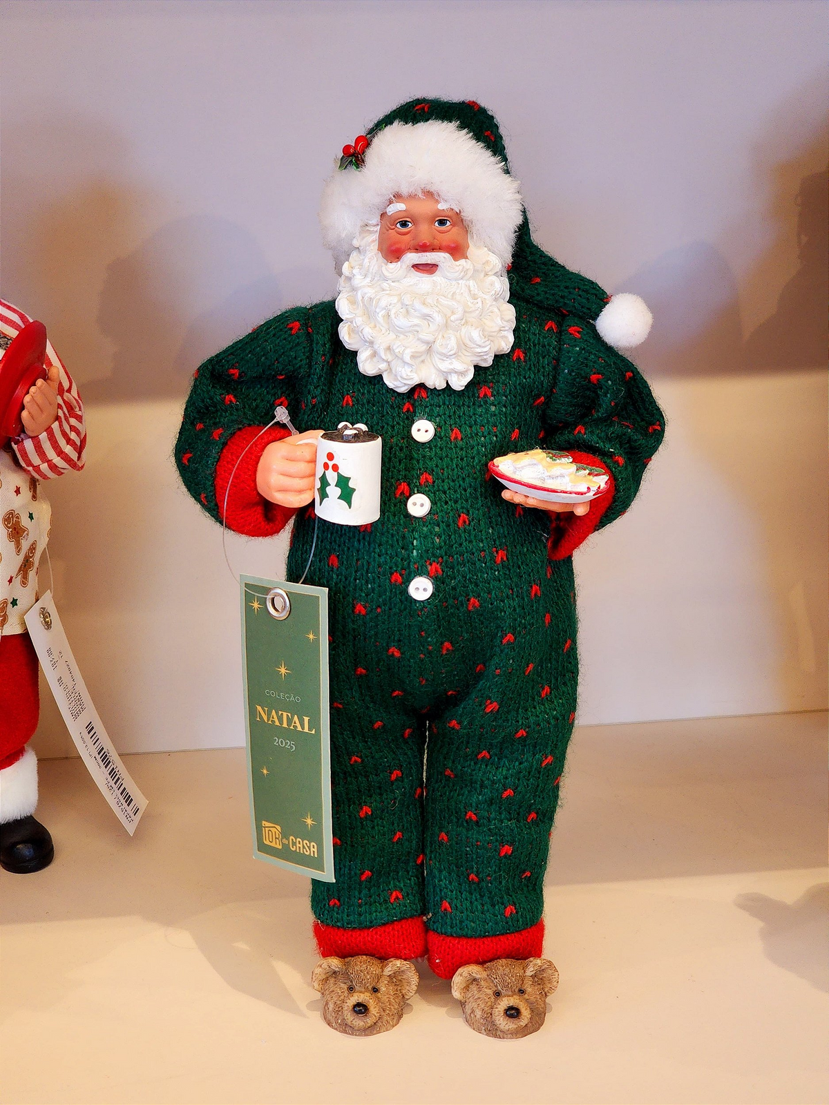 Papai Noel colecionável Pijama verde 28cm