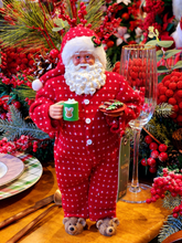 Papai Noel colecionável Pijama vermelho de bolinhas 28cm