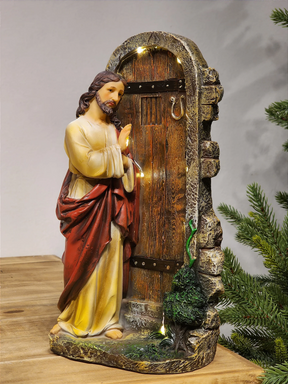 Jesus batendo em porta 30cm com Led