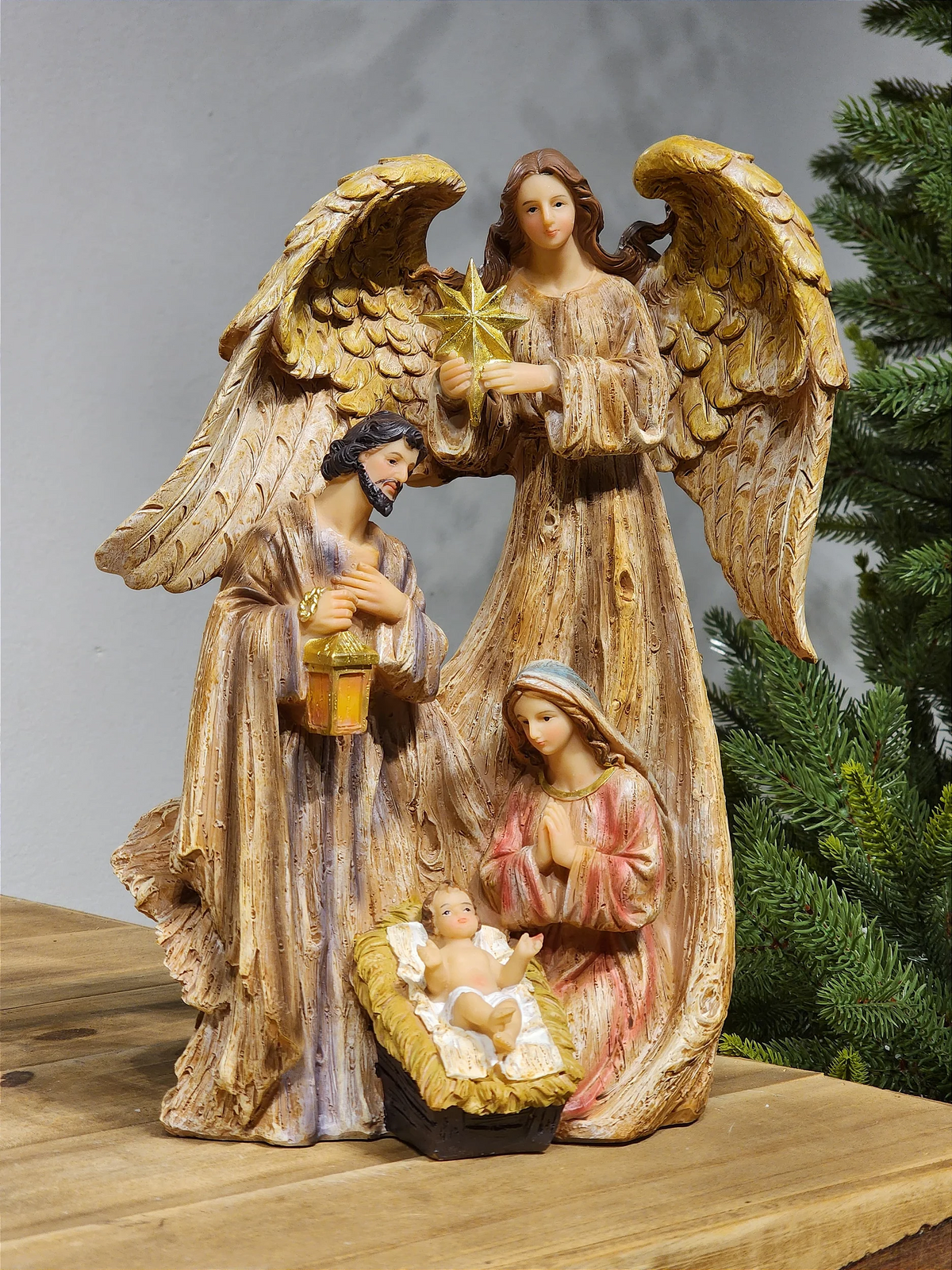 Sagrada Família com anjo 30cm