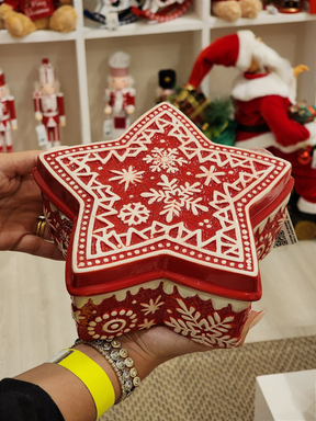 Pote decorativo com tampa estrela 20cm