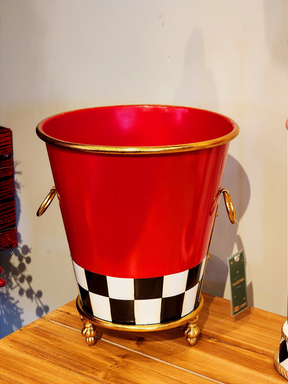 Balde de metaldourado com vermelho 28cm