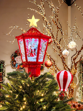 Ponteira para Árvore com globo de neve com movimentos do balão luz e som.