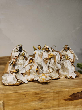 Presépio resina 7 peças champanhe 15cm