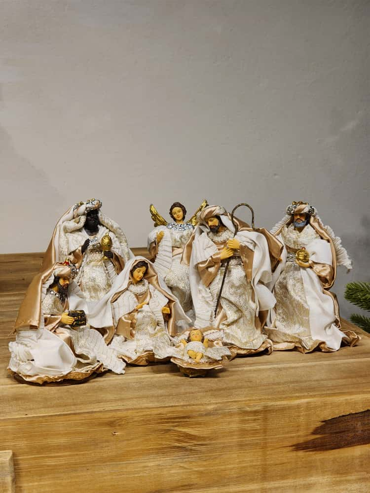 Presépio resina 7 peças champanhe 15cm