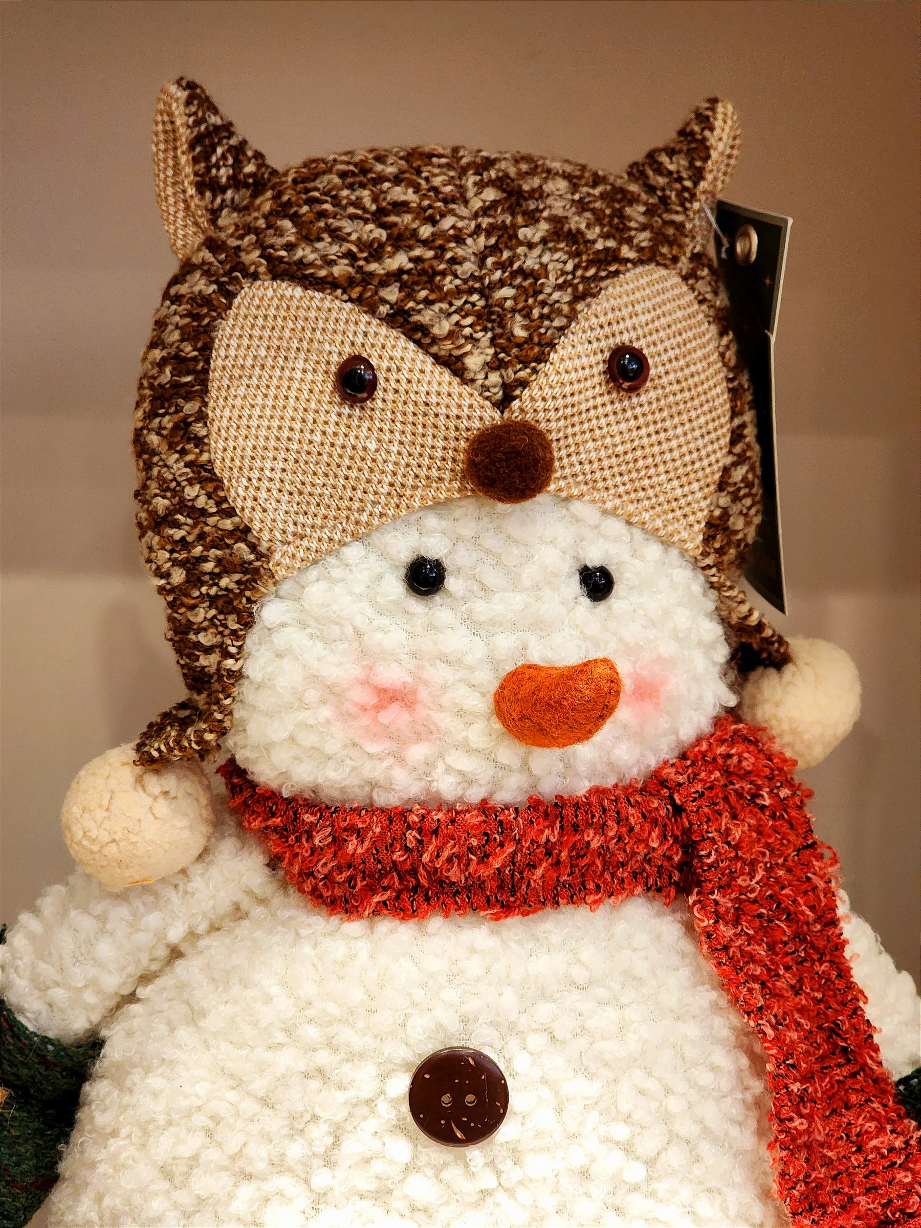 Boneco de neve com touca de raposa 30cm