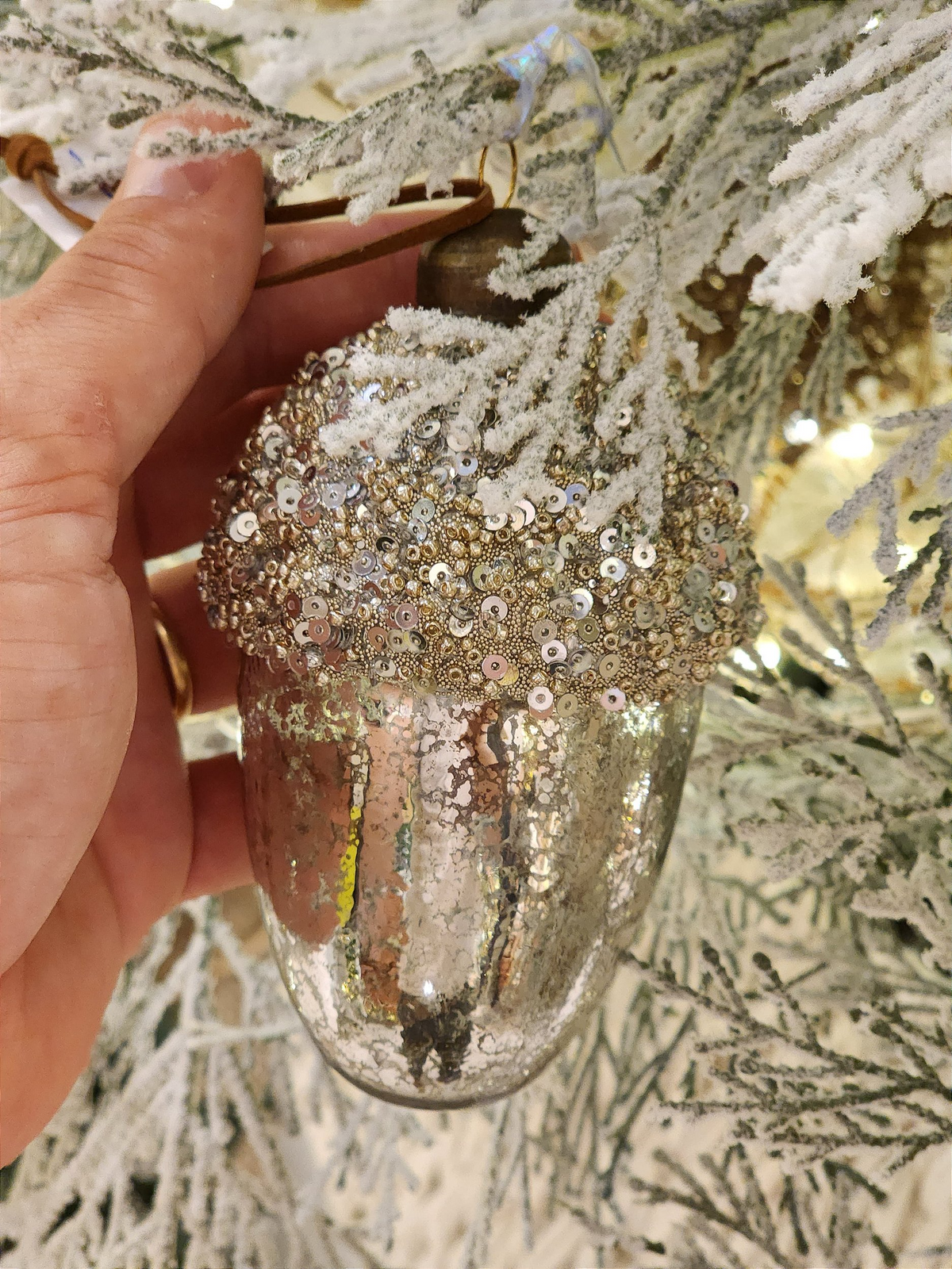 Pendente ornamento vidro soprado nozes prata 11,5cm