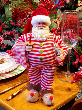 Papai Noel colecionável de pijama 28cm