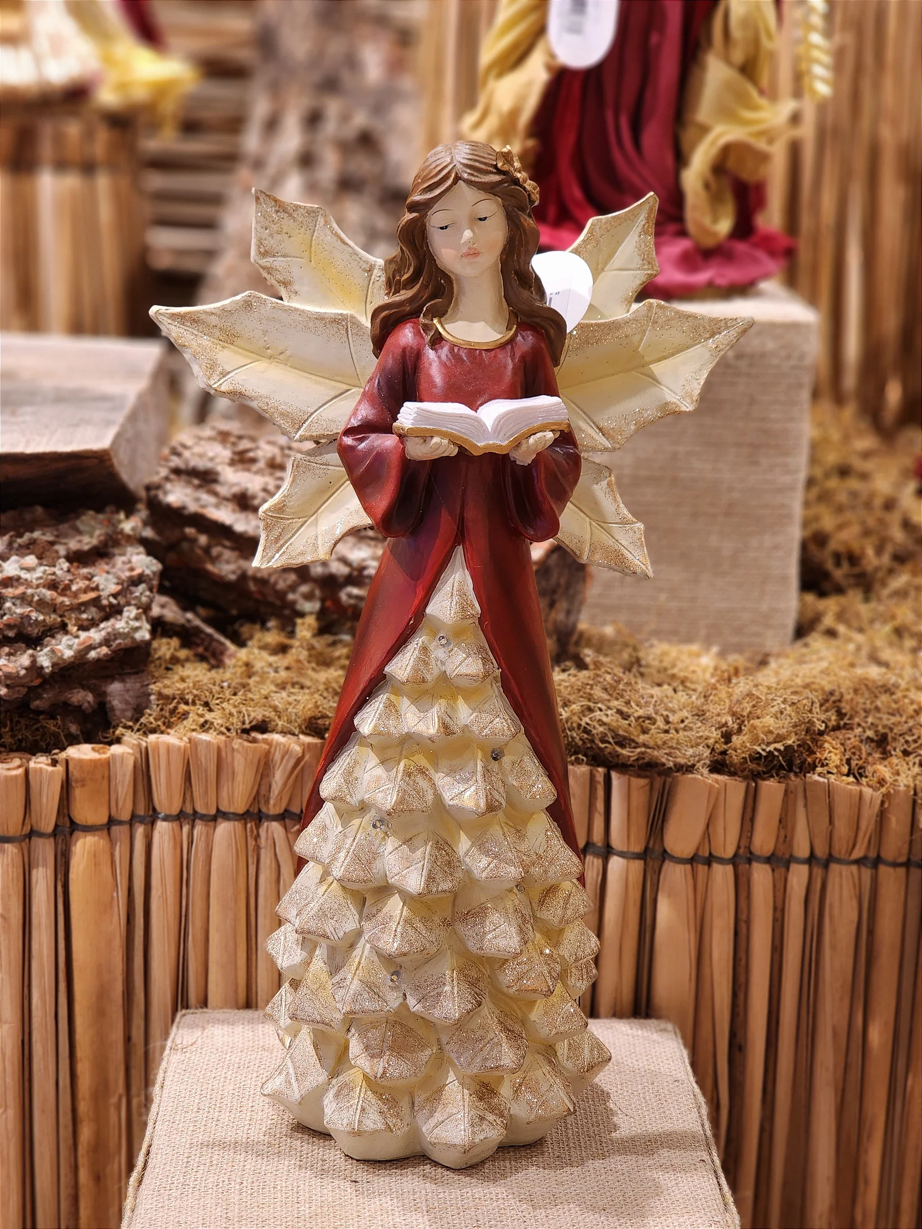 Anjo em resina com livro 42cm