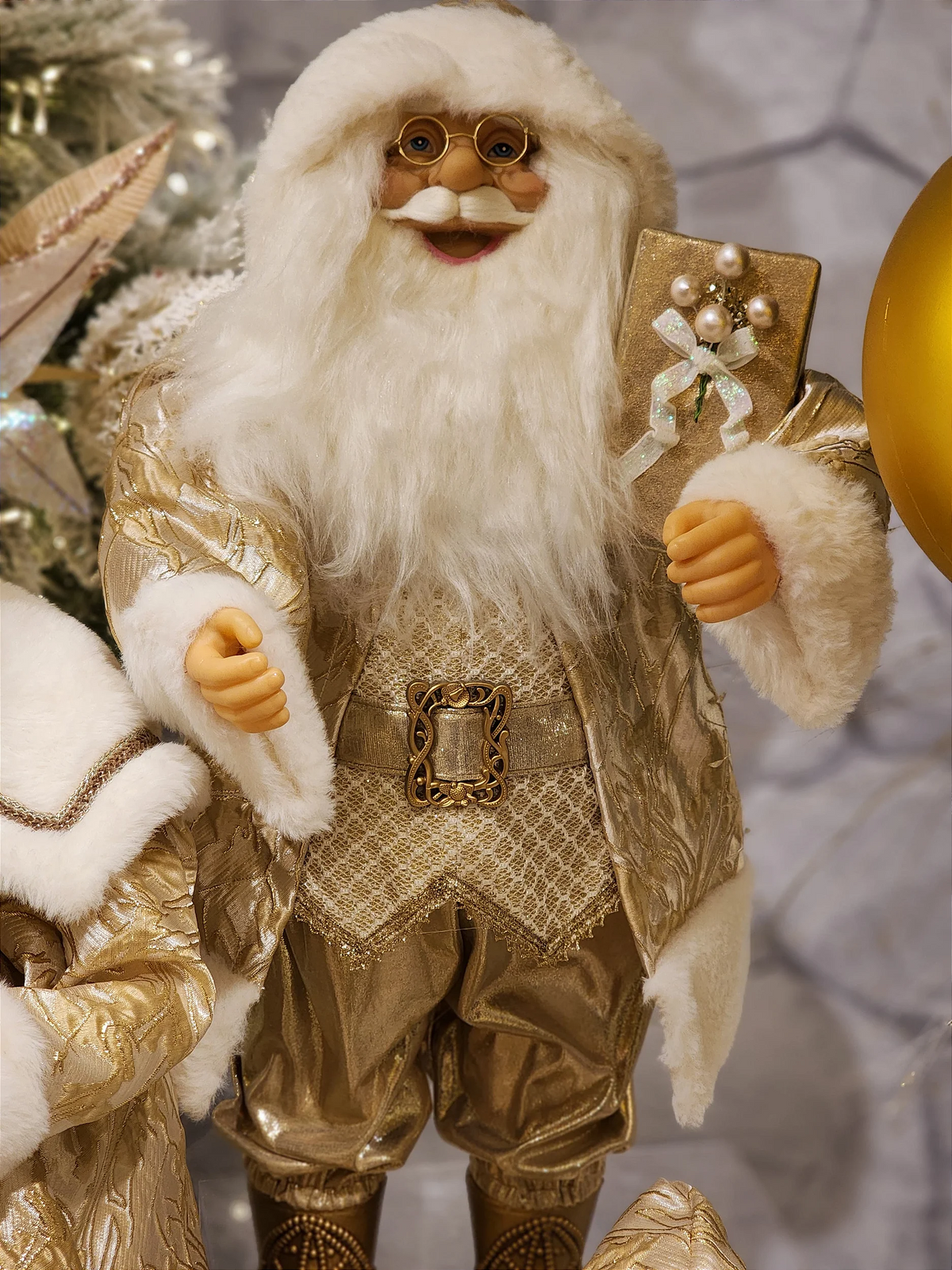Papai Noel de luxo dourado 60cm