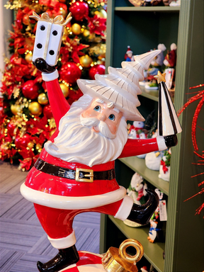 Papai Noel de luxo em resina vermelha 44cm