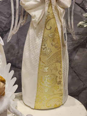 Anjo em resina com Luz branco e dourado 56cm