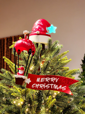 Ponteira para árvore com balão do Papai Noel com movimento luz e som