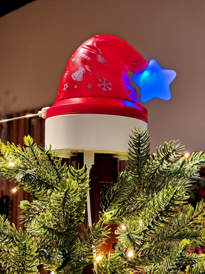 Ponteira para árvore com balão do Papai Noel com movimento luz e som