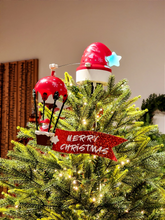 Ponteira para árvore com balão do Papai Noel com movimento luz e som