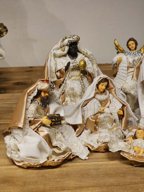 Presépio resina 7 peças champanhe 15cm