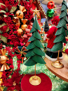 Arvore metal decorativa verde e dourada 84cm