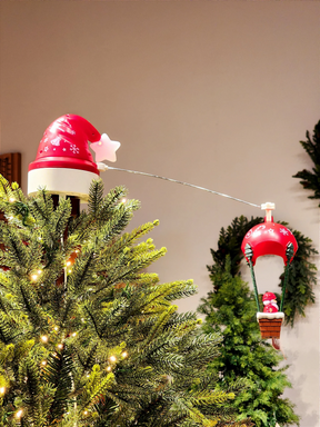 Ponteira para árvore com balão do Papai Noel com movimento luz e som