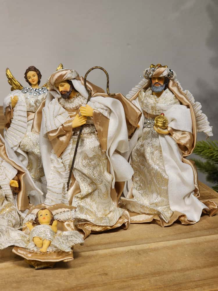 Presépio resina 7 peças champanhe 15cm